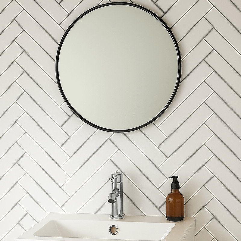 White Herringbone Tile 10mm Neptune Panel 1m x 2.4m image